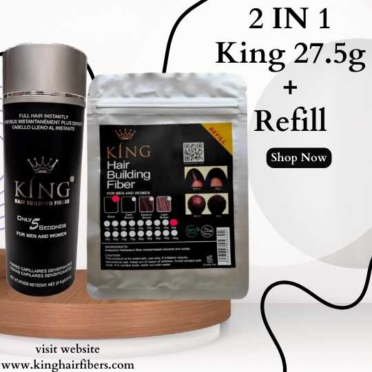 King Hair Fibers 2 IN 1 Deal 27.5g Fiber+Refill Pack 25g