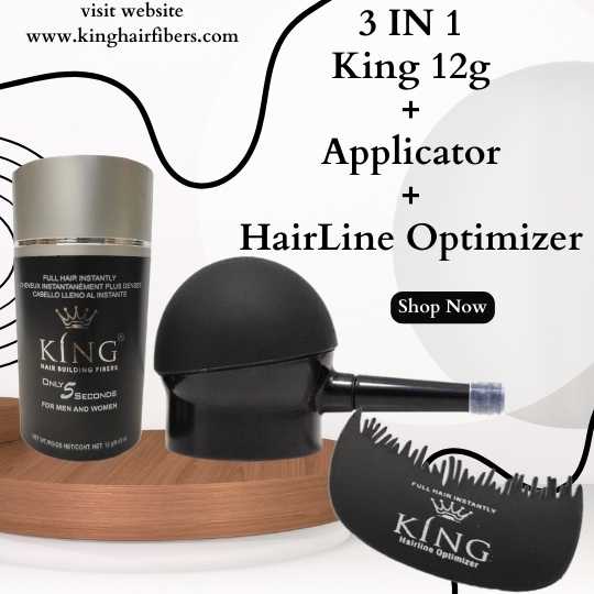King Hair Fibers 3 IN 1 Deal 12g Fiber+ Spray Applicator+ Hairline Optimizer
