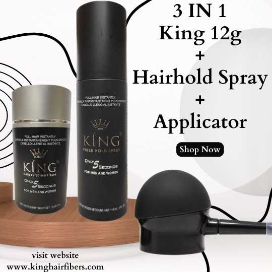 King Hair Fibers 3 IN 1 Deal 12g Fiber+ FiberHold Spray+ Spray Applicator