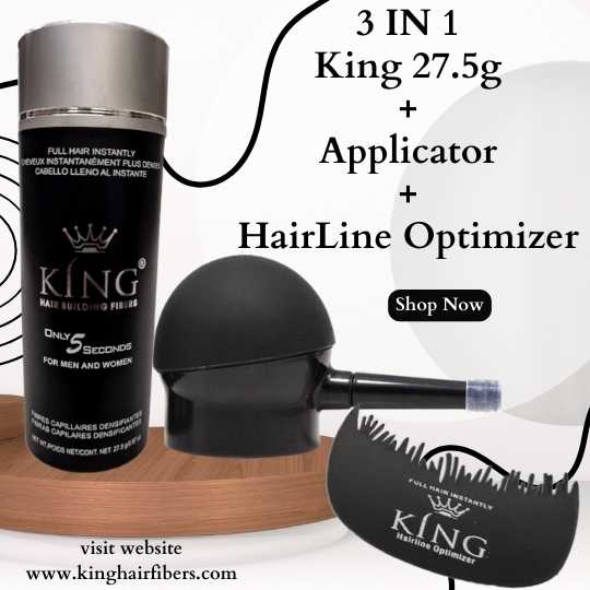 King Hair Fibers 3 IN 1 Deal 27.5g Fiber+ Spray Applicator+ Hairline Optimizer