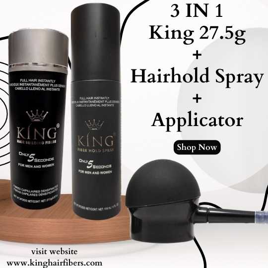 King Hair Fibers 3 IN 1 Deal 27.5g Fiber+ FiberHold Spray+ Spray Applicator