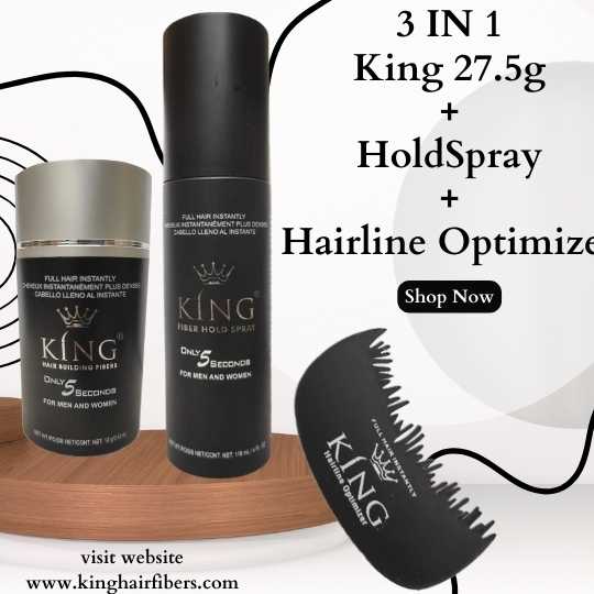 King Hair Fibers 3 IN 1 Deal 12g Fiber+ FiberHold Spray+ Hairline Optimizer