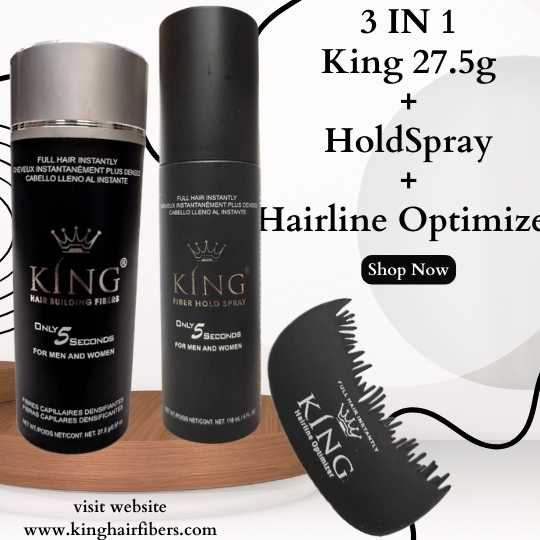 King Hair Fibers 3 IN 1 Deal 27.5g Fiber+ FiberHold Spray+ Hairline Optimizer
