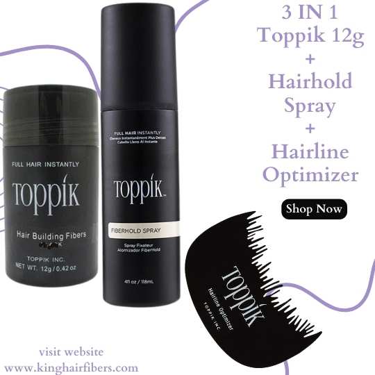 Toppik Hair Building Fibers 3 IN 1 Deal 12g Fiber+ FiberHold Spray+ Hairline Optimizer