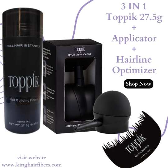 Toppik Hair Building Fibers 3 IN 1 Deal 27.5g Fiber+ Spray Applicator+ Hairline Optimizer