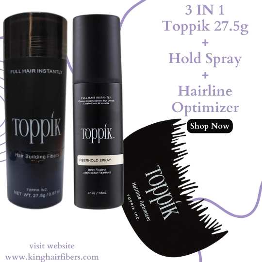 Toppik Hair Building Fibers 3 IN 1 Deal 27.5g Fiber+ FiberHold Spray+ Hairline Optimizer