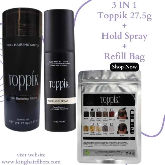 Toppik 3 IN 1 Deal 27.5g Fiber+ Refill Bag 25g+ Hair FiberHold Spray