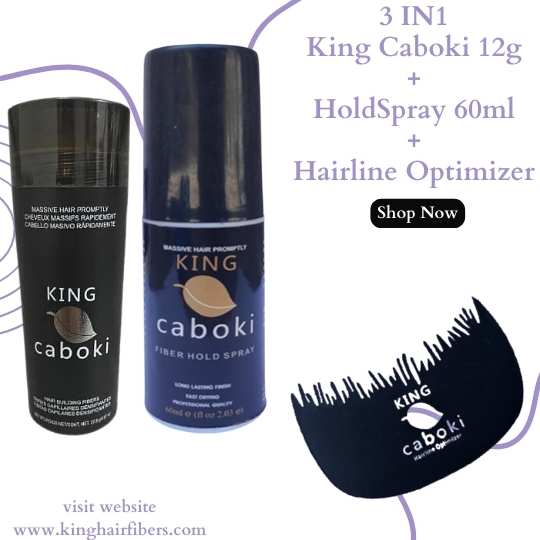 King Caboki 3 IN 1 Deal 12g Fiber+ Fiber Hold Spray+ Hairline Optimizer