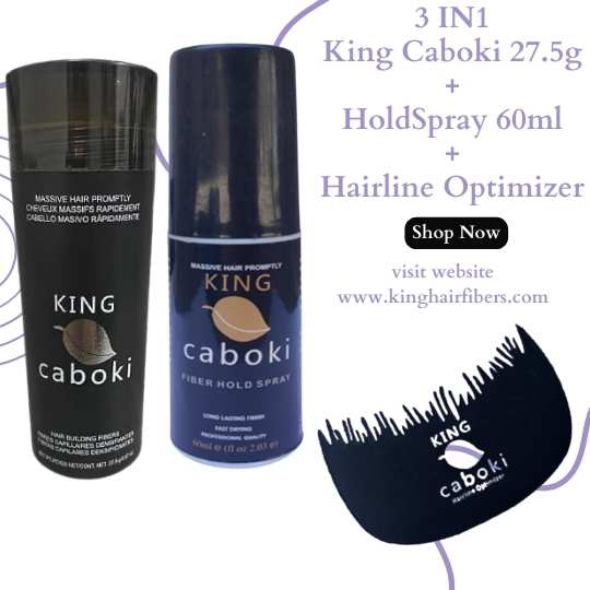 King Caboki 3 IN 1 Deal 27.5g Fiber+ Fiber Hold Spray+ Hairline Optimizer