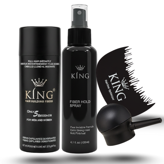 Pack of 4 Hair Building Fiber 27gg & Hair Oprimizing Comb & Hair Hold & Applicator